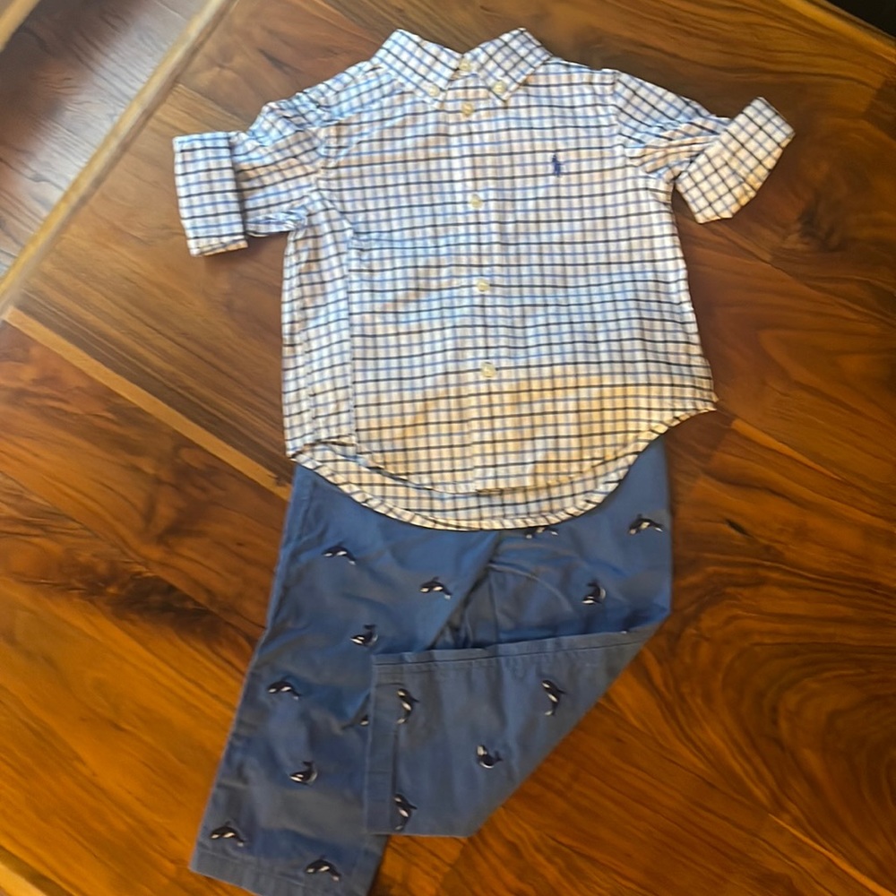 Ralph Lauren (Polo) 2 piece matching baby set. Size 18 no NWT